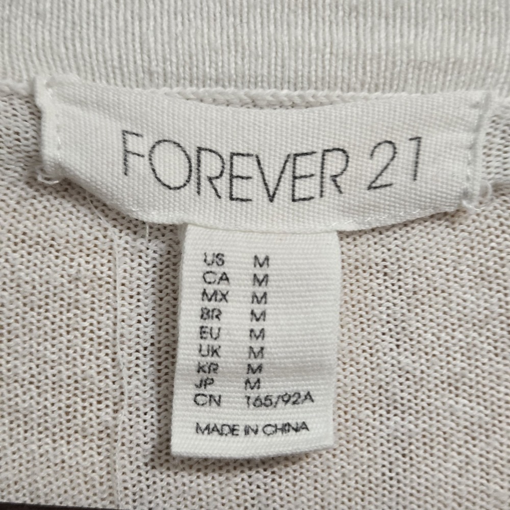 Forever 21 Women's Cardigan Sweater Size M White Button Up Long Sleeve Preppy - Picture 2 of 3